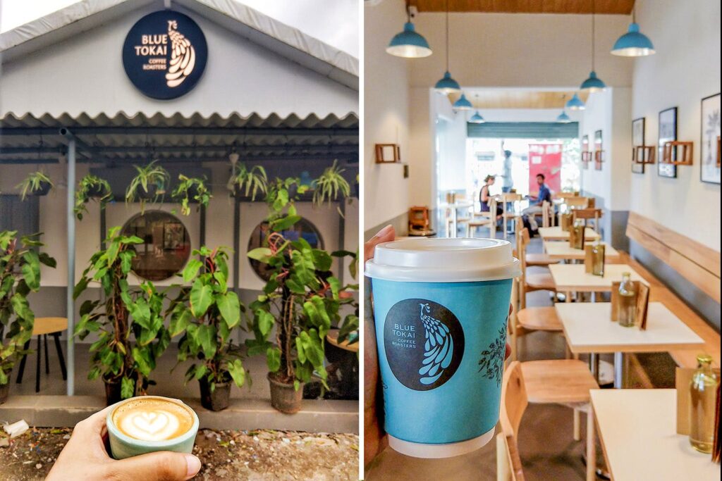 Exterior and interior image of the Blue Tokai Cafe