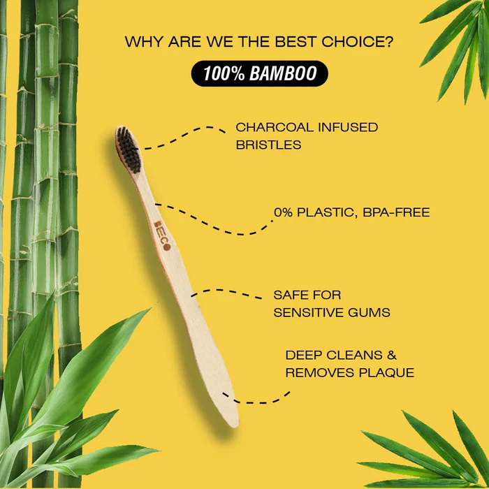 Beco Bamboo Toothbrush With Activated Charcoal Bristles