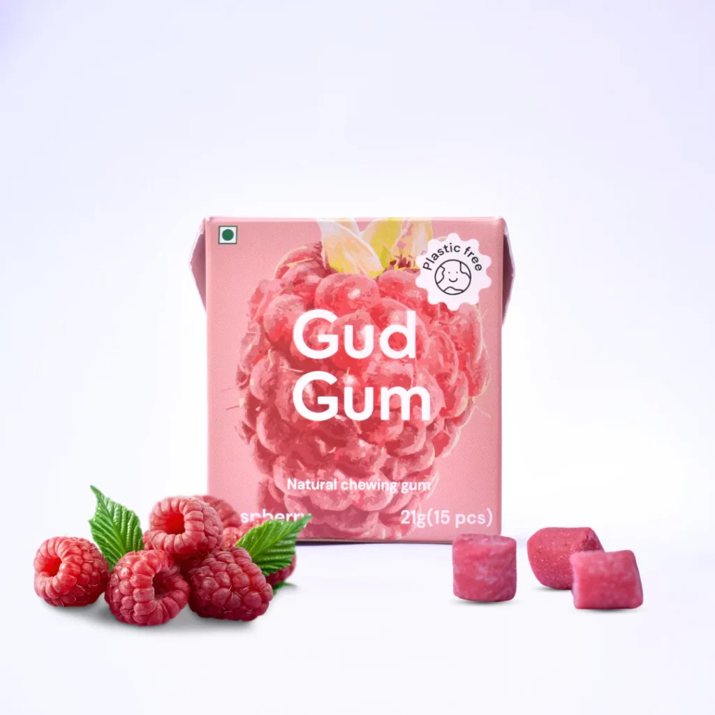 Gudgum Raspberry and lemon plastic free chewing gum