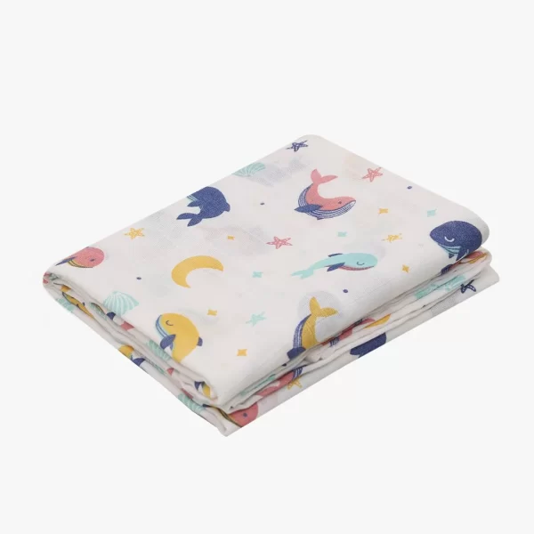 Whale Star - Muslin Cotton Swaddles (Pack of 2) - Image 3