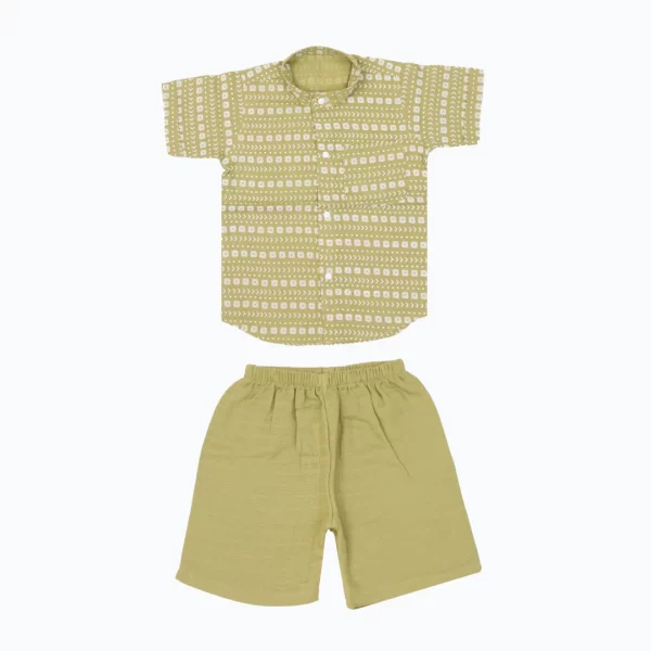 Collared Co-ord sets for kids - Olive - Image 2